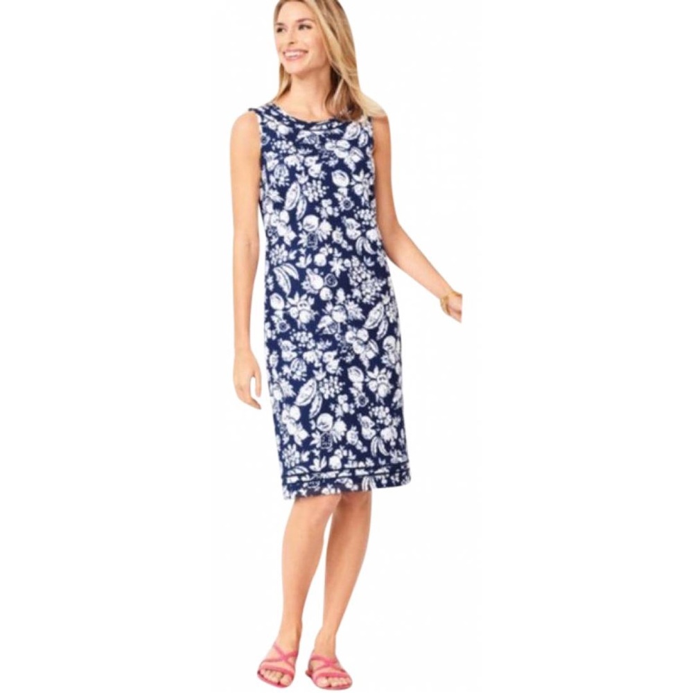Talbots Blue and White Print Shift/Sheath Dress